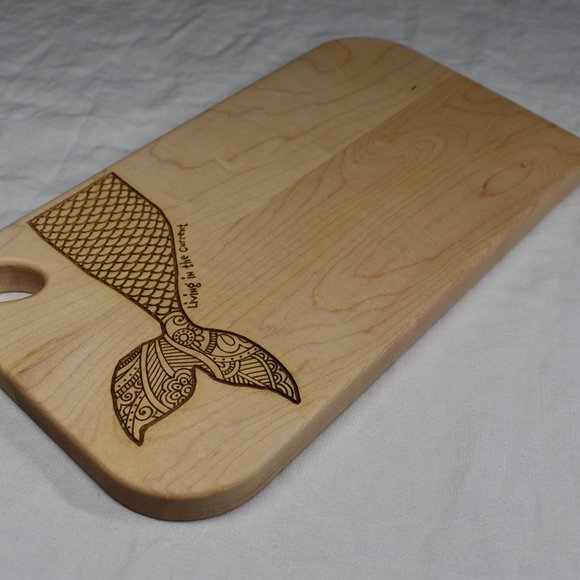 "Living in the Current" Mermaid Charcuterie Cutting Serving Board - Picture 4 of 10